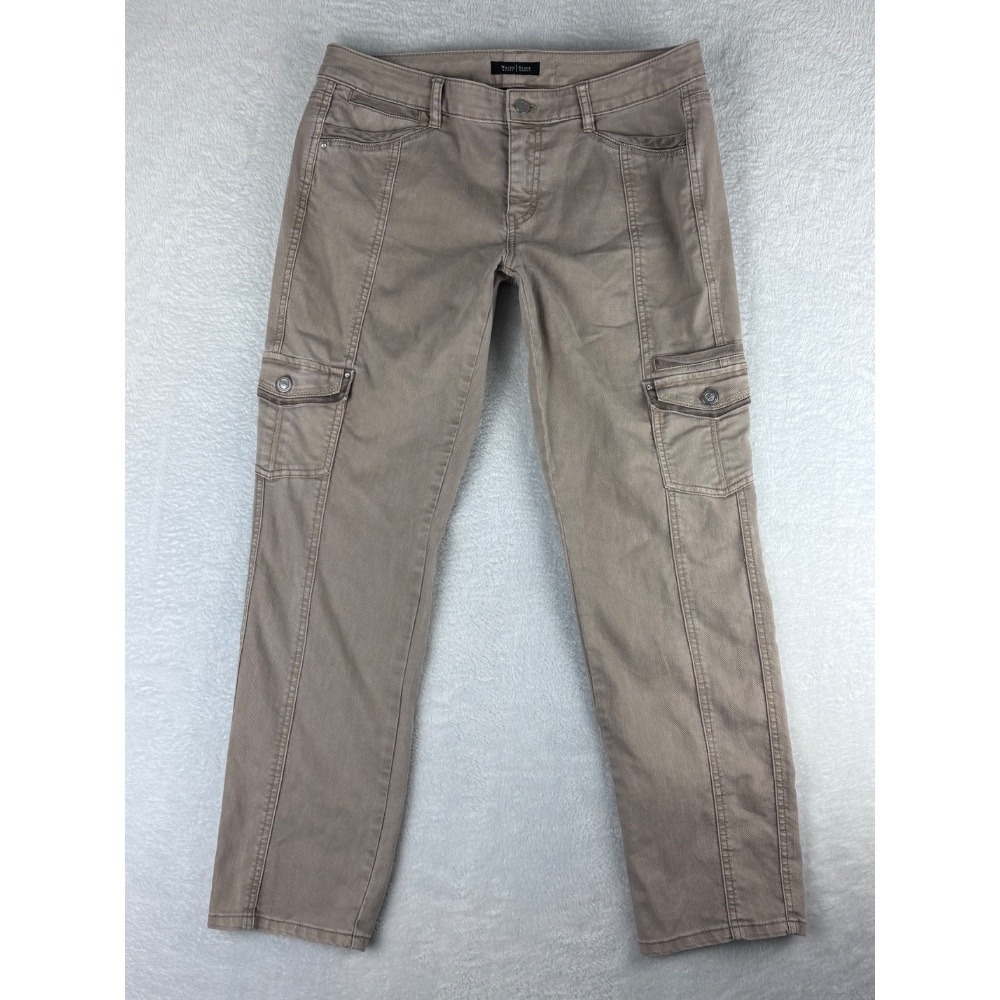 White House Black Market Blanc Ankle‎ Pants Slim Cargo Beige Size 10R